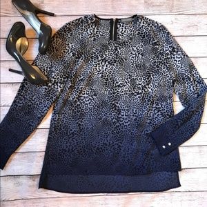 Vince Camuto Leopard Print Long Sleeve Top S